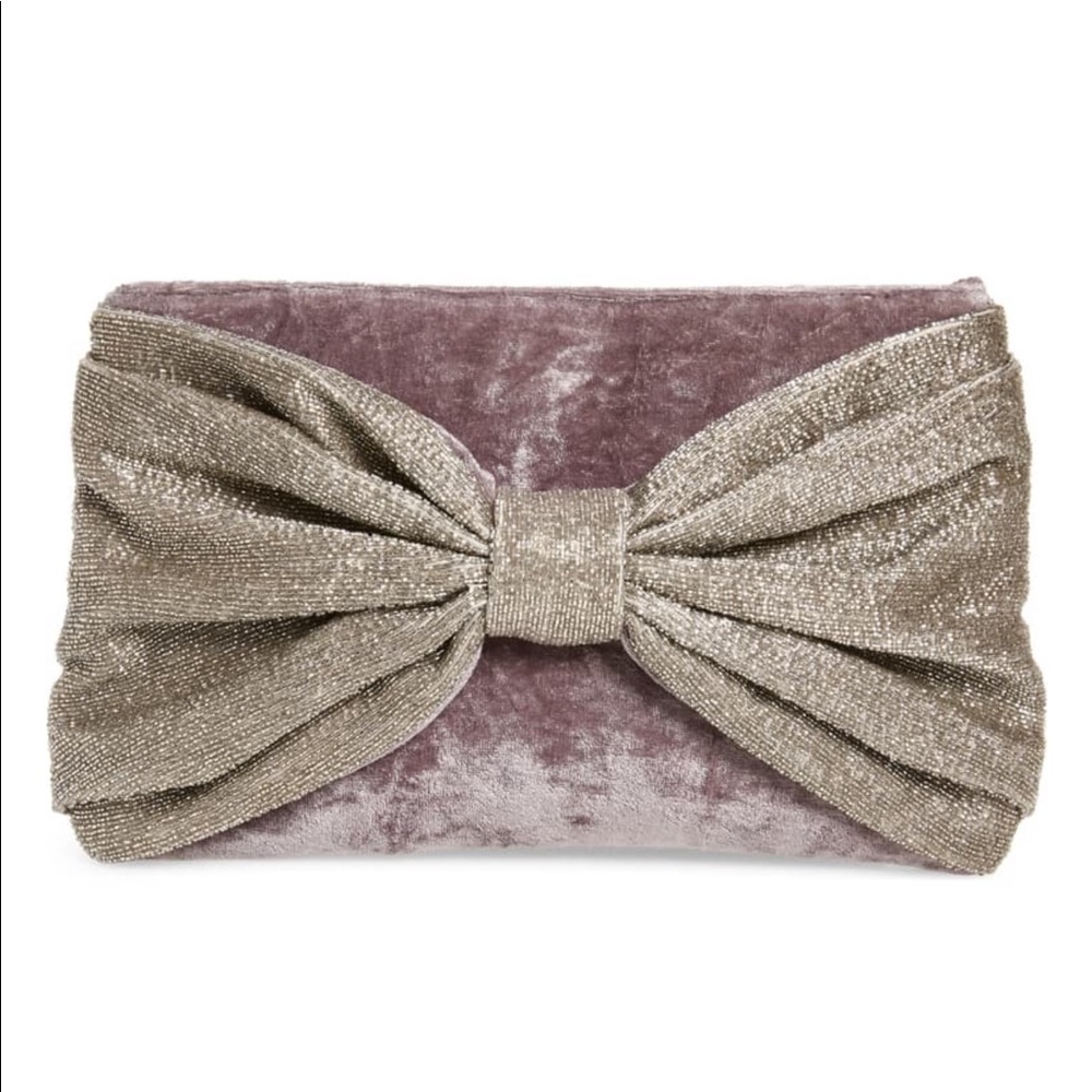 NWT Rachel Parcell Violet Velvet Beaded Clutch